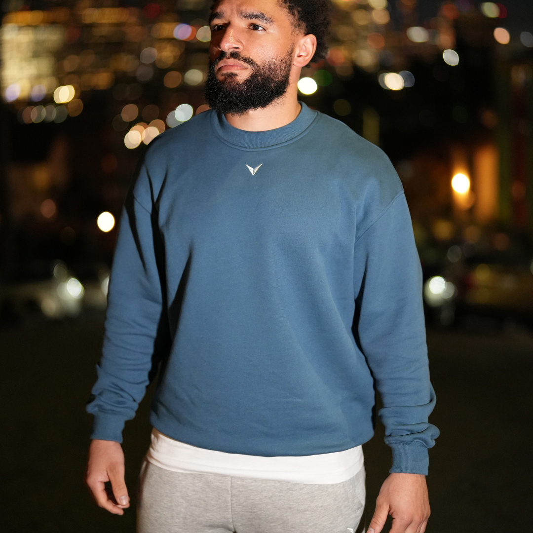 TERRY COTTON CREWNECK - OCEAN BLUE