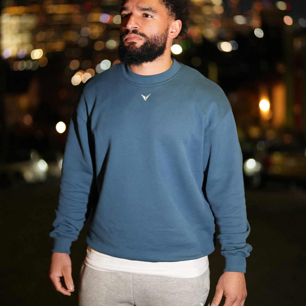 TERRY COTTON CREWNECK - OCEAN BLUE – 99999