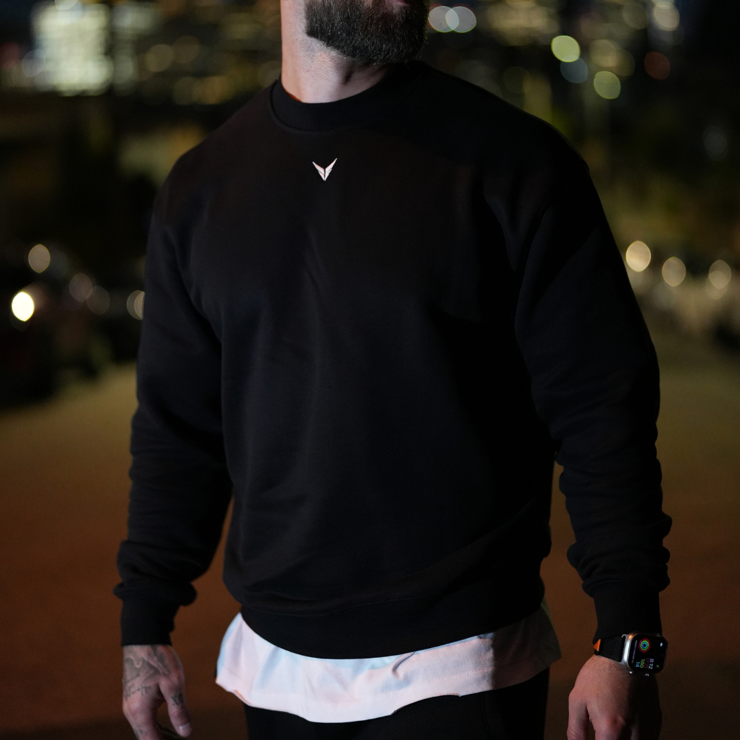 TERRY COTTON CREWNECK - JET BLACK