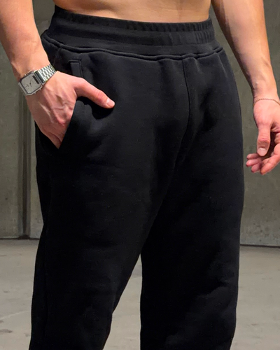 Black joggers close up